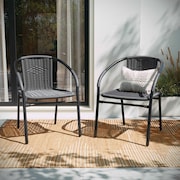 Flash Furniture Lila 2 Pack Gray Rattan Indoor-Outdoor Restaurant Stack Chair 2-TLH-037-GY-GG